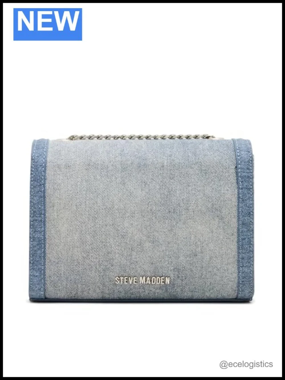 Convertible Shoulder Bag with Chain Strap – Denim